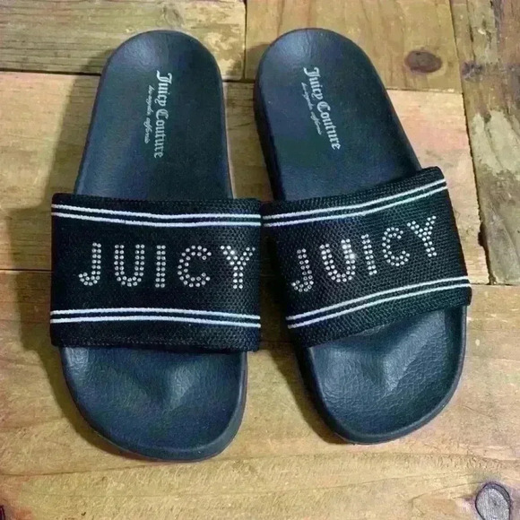Juicy Couture Black Bedazzled Sandals - Picture 1 of 3